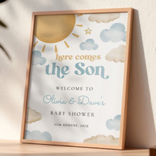 Poster Voici venir le fils Baby Shower Bienvenue Sunshine