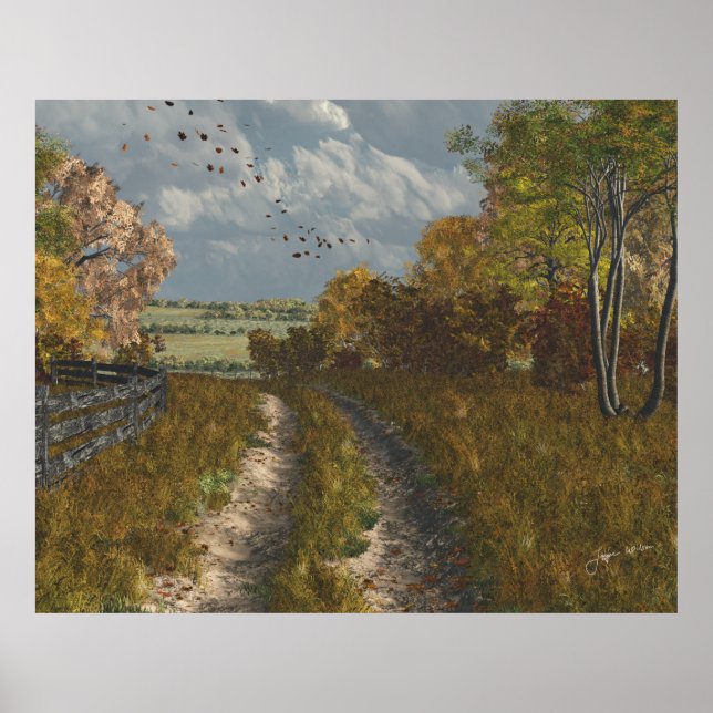 Poster Voie de campagne à l'automne (Devant)