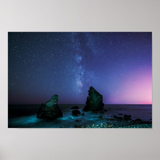 Poster Voie Lactée Galaxie Sur Mer Tropicale La Nuit (Devant)