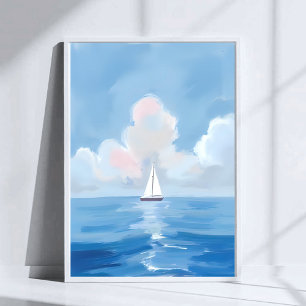 Poster Voile dans le bleu   Peinture d'océan de voilier c