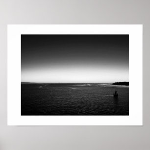 Poster Voile du Sunset Harbour Noir et Blanc