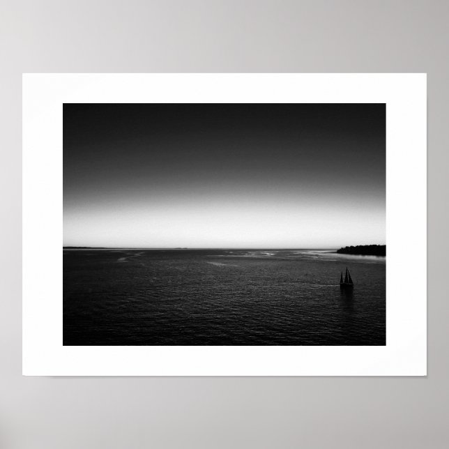 Poster Voile du Sunset Harbour Noir et Blanc (Devant)