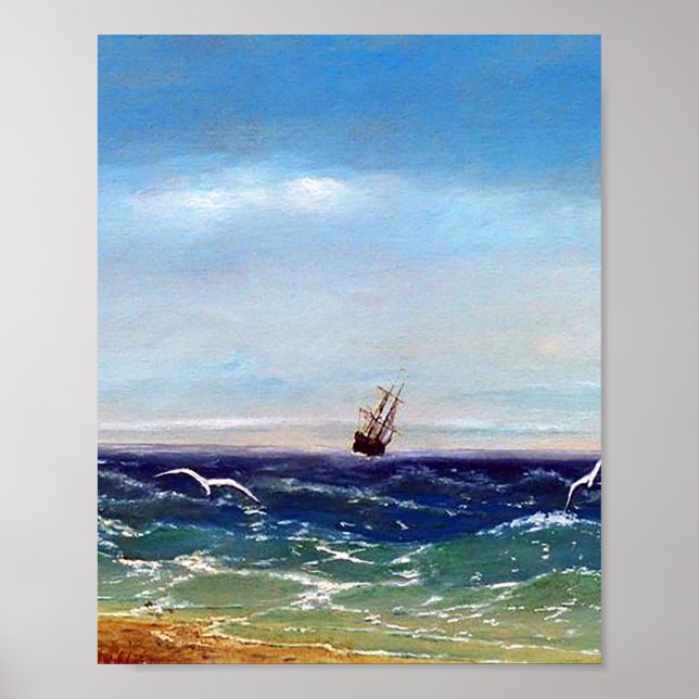 Poster Voile en mer par Ivan Aivazovsky (Devant)