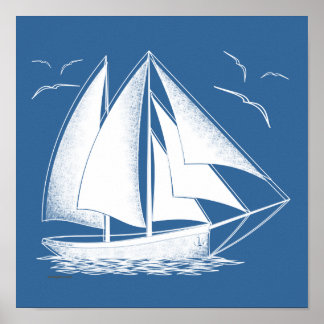 Poster Voile rapide ! nautique, vintage.