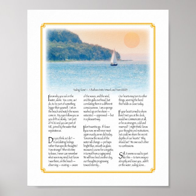 Poster Voile seule avec Poème Taille 8x10 (Devant)