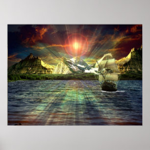 Poster Voiles au coucher du soleil