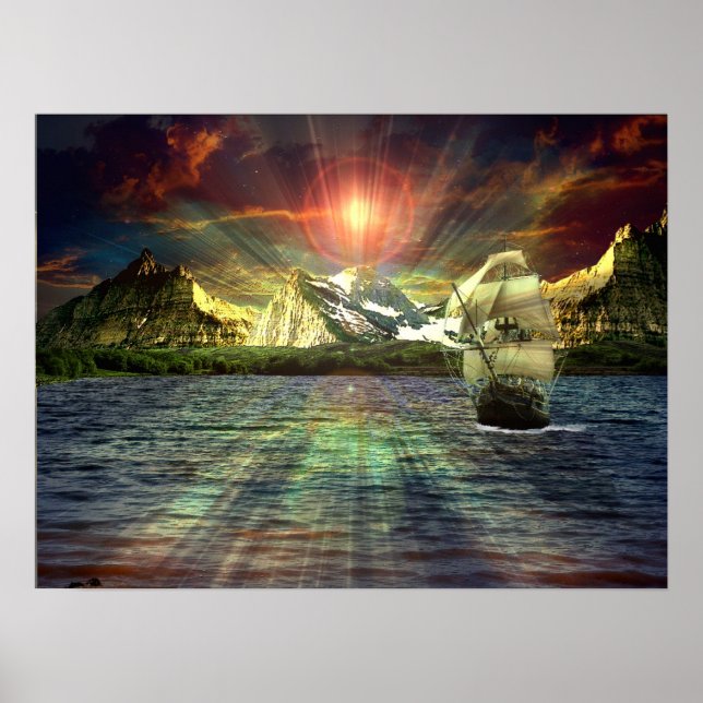 Poster Voiles au coucher du soleil (Devant)