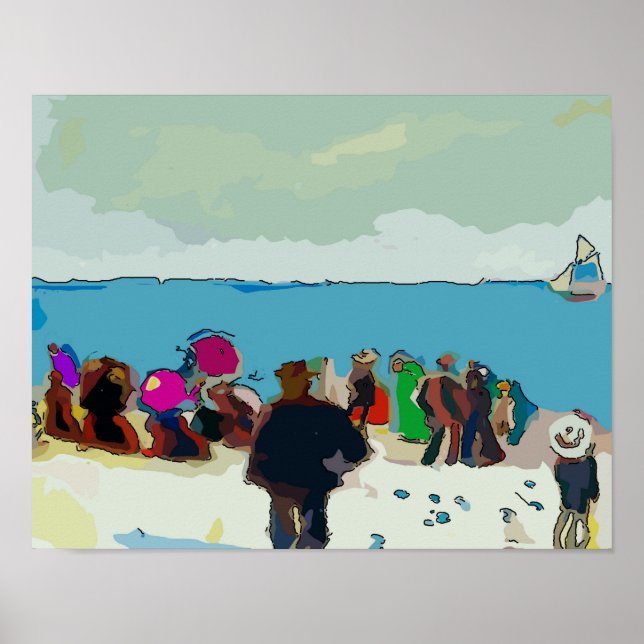 Poster Voilier Bateau Course Abstraite (Devant)