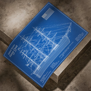 Poster Voilier Clipper Flying Cloud - Plan ABD