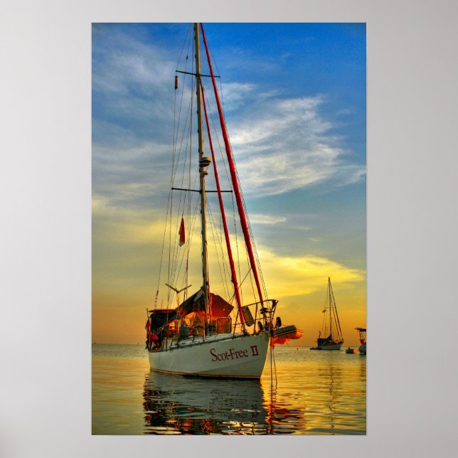 Poster voilier indonésien sunrise lovina (Devant)