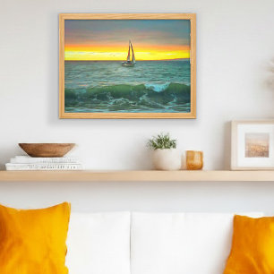 Poster Voilier sur la copie d'art de la baie 0884 de