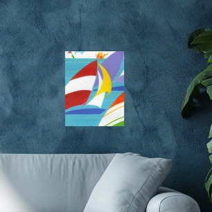 Poster Voiliers Abstraits vintages colorés dans l'eau
