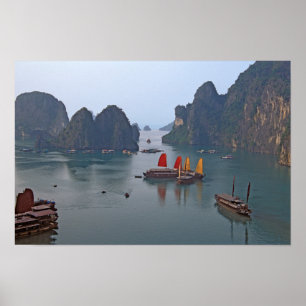 Poster Voiliers dans la baie d'Halong - Vietnam, Asie