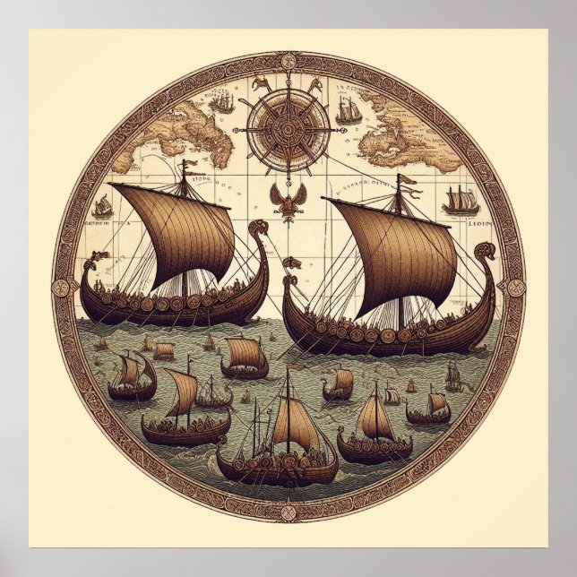 Poster Voiliers Viking Anciens 3 (Devant)