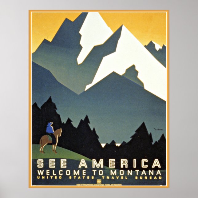 Poster Voir America Montana Mountains Travel WPA (Devant)