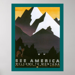 Poster Voir Amérique Bienvenue au Montana (frontière)