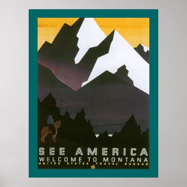 Poster Voir Amérique Bienvenue au Montana (frontière) (Devant)
