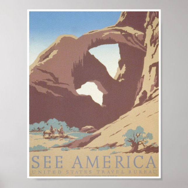 Poster Voir Amérique : Bureau des voyages des États-Unis (Devant)