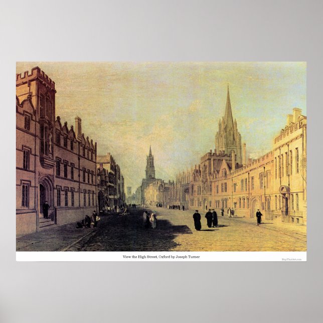 Poster Voir High Street, Oxford par Joseph Turner (Devant)