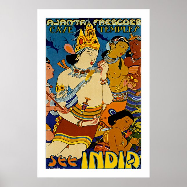 Poster Voir Inde - Ajanta Frescoes (Devant)