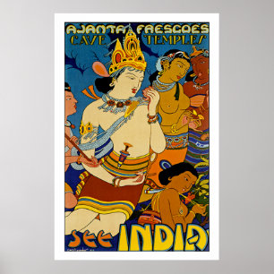 Poster Voir Inde ~ Ajanta Frescoes