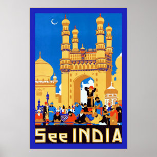 Poster Voir Inde ~ Hyderabad ~ Vintage voyage