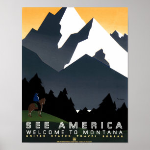 Poster Voir l'Amérique - Bienvenue au Montana - WPA