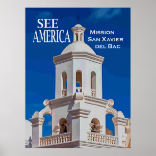 Poster "Voir l'Amérique" Mission San Xavier