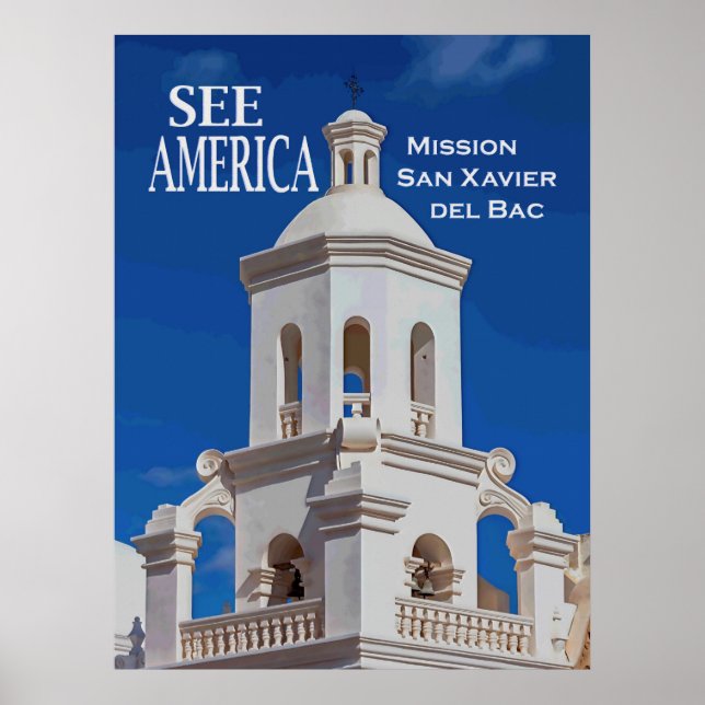 Poster "Voir l'Amérique" Mission San Xavier (Devant)
