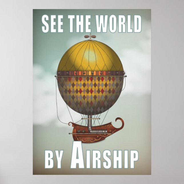 Poster Voir le monde par Airship Nautisme Steampunk Trave (Devant)