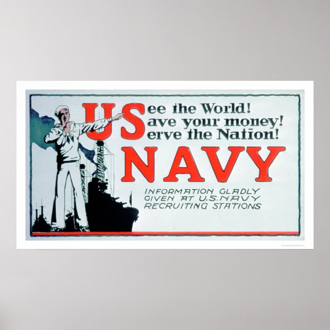 Poster Voir le monde, US Navy (US02162) (Devant)
