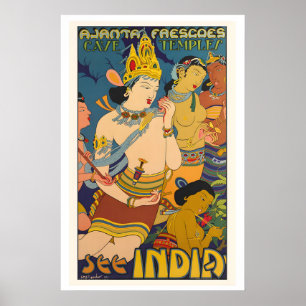Poster Voir l'Inde Fresques d'Ajanta Temples de grotte Vi