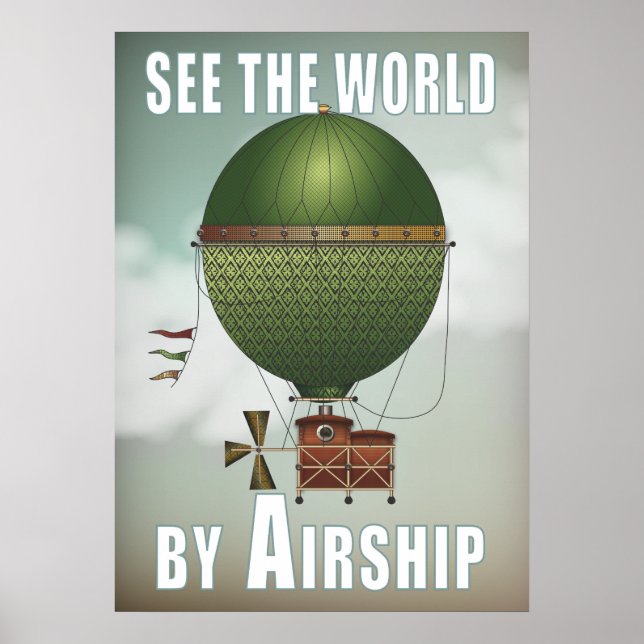 Poster Voir World Airship Citronnier Steampunk Travel (Devant)