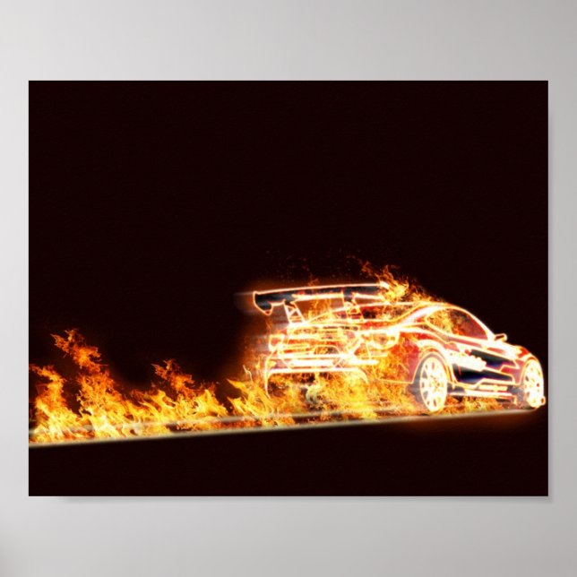 Poster Voiture à flammes (Devant)