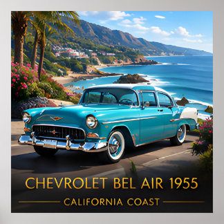 Poster Voiture américaine classique Chevrolet Bel Air 195