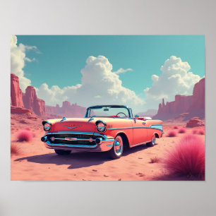 Poster Voiture Classique Dans Le Désert