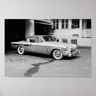 Poster Voiture classique noire et blanche 1968 Europe