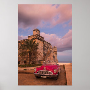 Poster Voiture Classique Rouge, Cuba