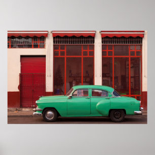 Poster Voiture Classique Verte, Cuba