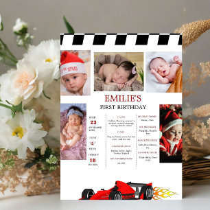 Poster Voiture Course Baby 1er Anniversaire Jalon Signal