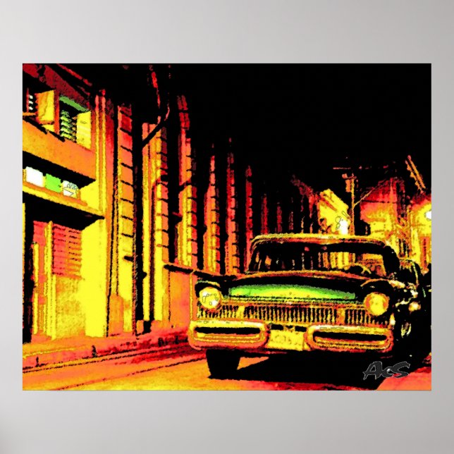 POSTER VOITURE CUBA VINTAGE (Devant)