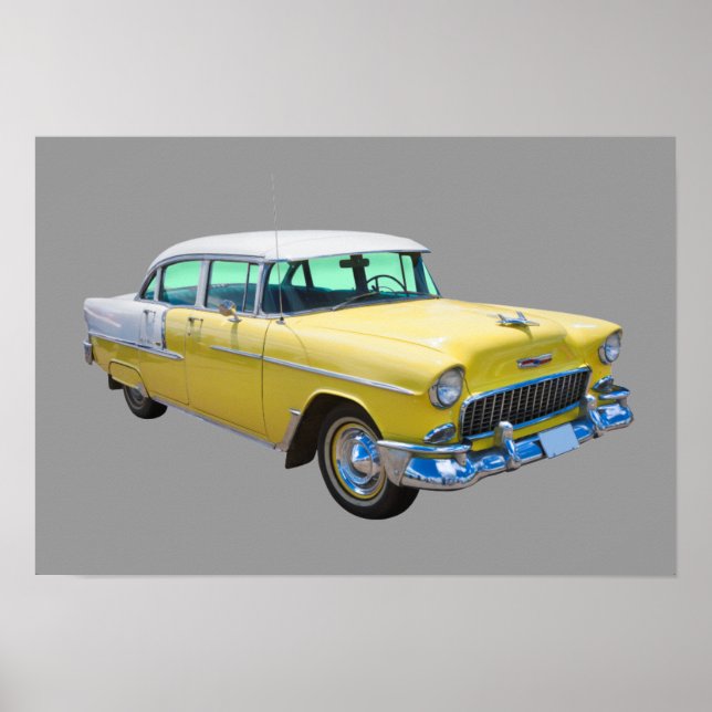 Poster Voiture d'antiquité Chevrolet Bel Air 1955 (Devant)
