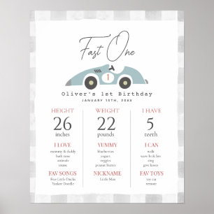 Poster Voiture de course bleue Fast One pour le jalon du