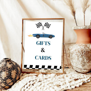 Poster Voiture de course cadeau et carte Signal fête d'an