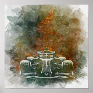 Poster Voiture de course classique de Formule vintage en