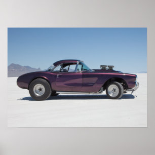 Poster Voiture de course de corvette 1958 sur les salines