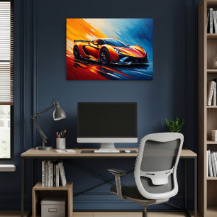 Poster Voiture de course élégante Vitesse et Style
