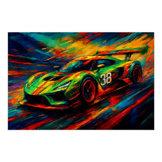 Poster voiture de course hyper stylisée (Devant)