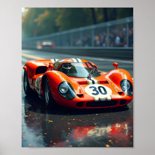 Poster Voiture de course numéro 69 en belles couleurs