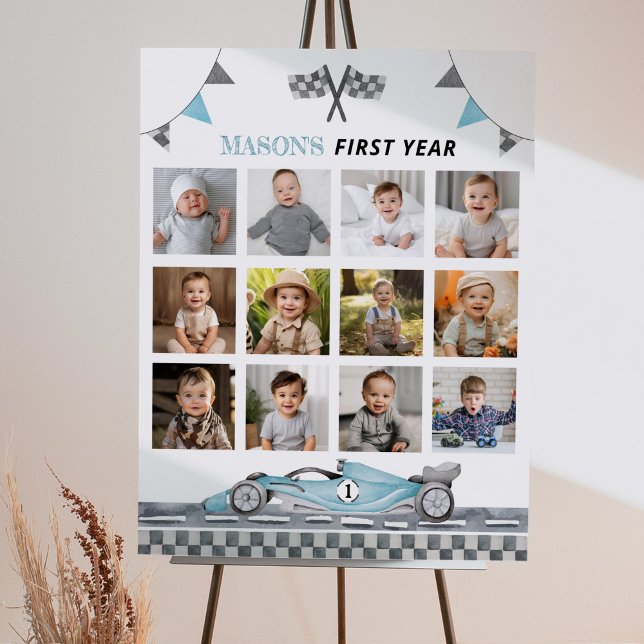 Poster Voiture de course Premier anniversaire de fête Jal (Créateur téléchargé)